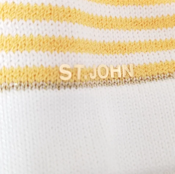 St. John Sport by Marie Gray Vintage Navy & Yellow Stripe Santana Knit Top Sz S - Picture 5 of 11